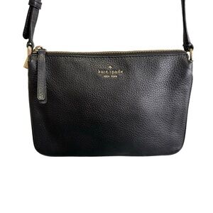 Kate Spade Triple Gusset Crossbody Handbag Black Pebble Leather $279